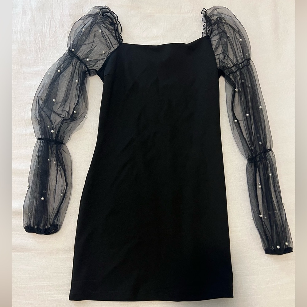 Long Sleeve Pearl Detail Dress